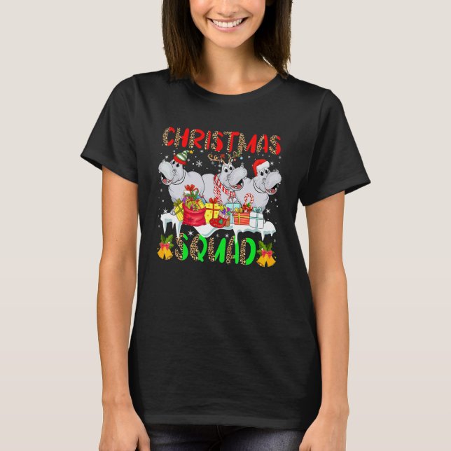 Christmas Squad Leopard Three Santa Reindeer Elf H T-Shirt (Front)