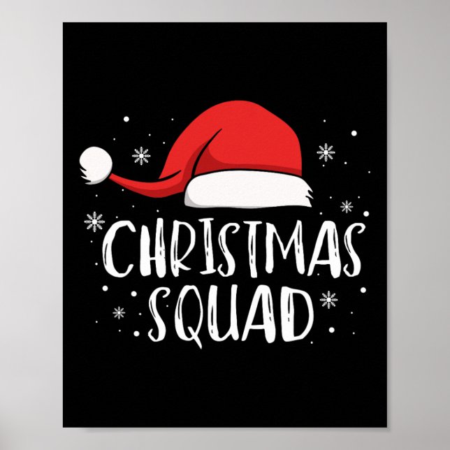 Christmas Squad Light Red Santa Hat Family Matchin Poster (Front)