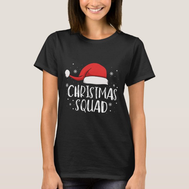 Christmas Squad Light Red Santa Hat Family Matchin T-Shirt (Front)