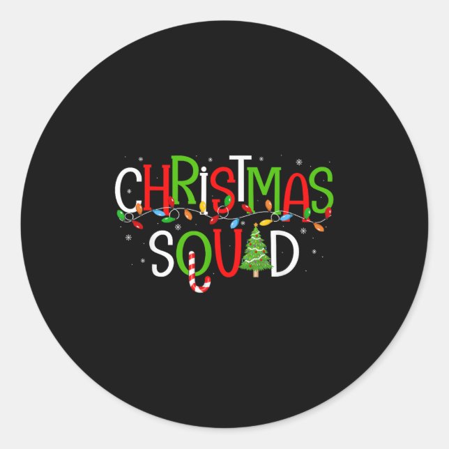 Christmas Squad Matching Family Group Santa Elf Sq Classic Round Sticker (Front)