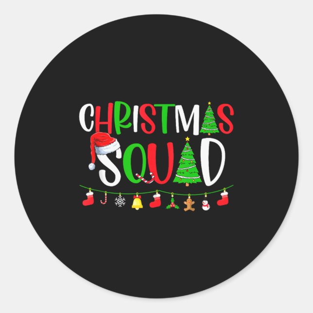 Christmas Squad Matching Family Group Xmas Decor H Classic Round Sticker (Front)
