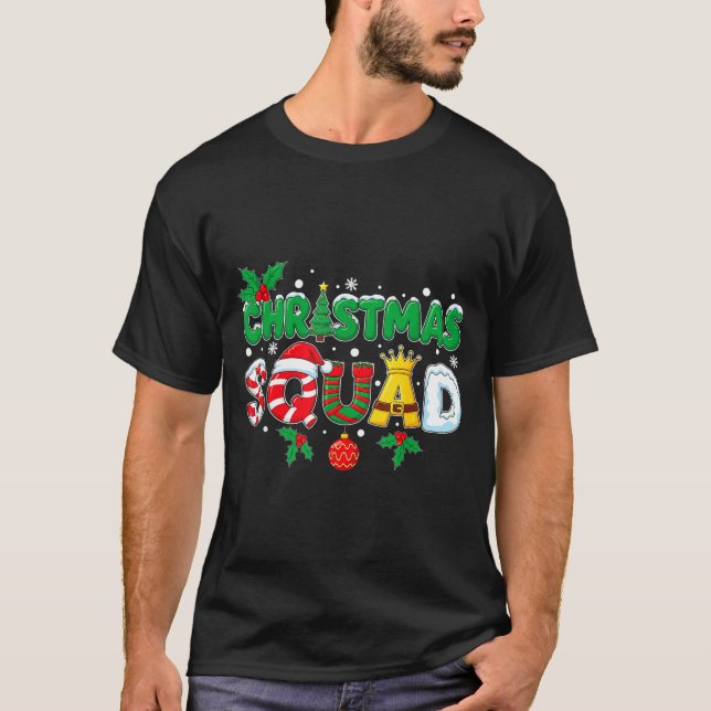 Christmas Squad Merry Xmas Family Holiday Snow Elf T-Shirt (Front)
