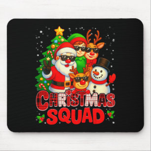 Christmas Squad Plaid Santa Snowman Elf Rudolph Xm Mouse Mat