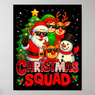 Christmas Squad Plaid Santa Snowman Elf Rudolph Xm Poster