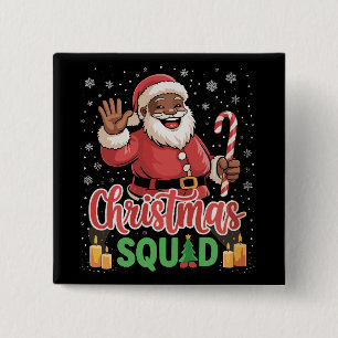 Christmas Squad Santa Afro Man Proud Black African 15 Cm Square Badge