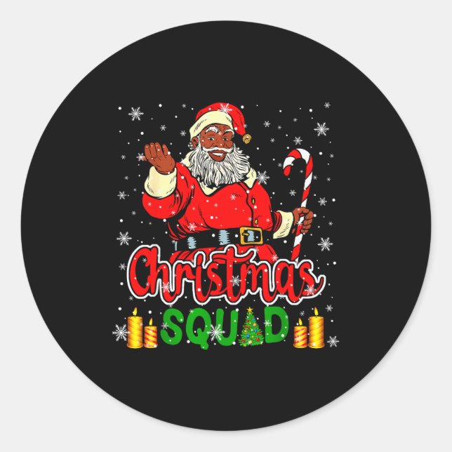 Christmas Squad Santa Afro Man Proud Black African Classic Round Sticker (Front)