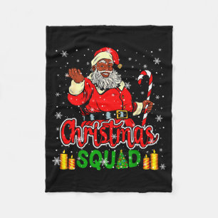 Christmas Squad Santa Afro Man Proud Black African Fleece Blanket