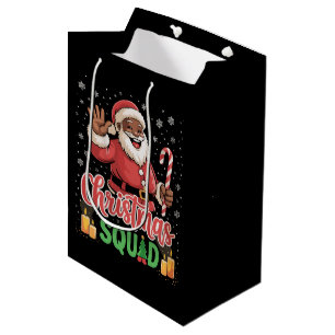 Christmas Squad Santa Afro Man Proud Black African Medium Gift Bag