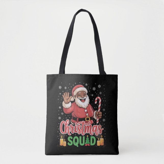 Christmas Squad Santa Afro Man Proud Black African Tote Bag (Front)