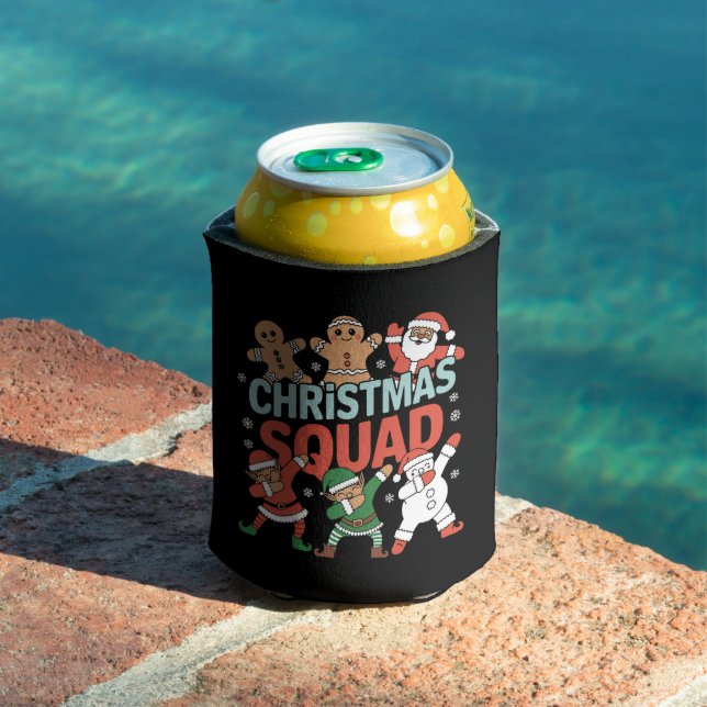 Christmas Squad Santa Dabbing Elf Family Matching  Can Cooler (In Situ Pool)