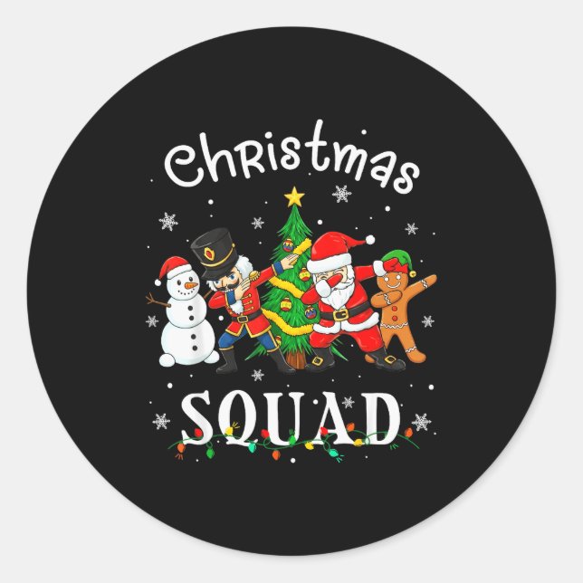 Christmas Squad Santa Dabbing Elf Family Matching  Classic Round Sticker (Front)