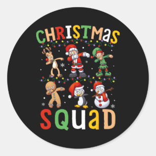 Christmas Squad Santa Dabbing Elf Family Matching Classic Round Sticker
