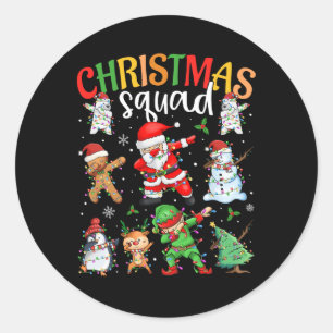 Christmas Squad Santa Dabbing Elf Family Matching Classic Round Sticker
