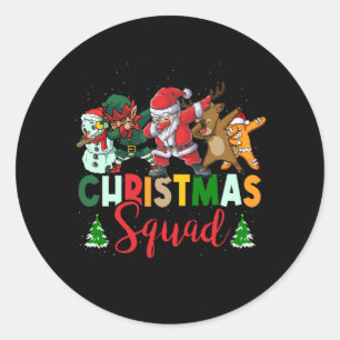 Christmas Squad Santa Dabbing Elf Family Matching  Classic Round Sticker