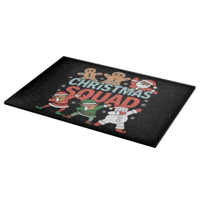 Christmas Squad Santa Dabbing Elf Family Matching  Cutting Board (Corner)