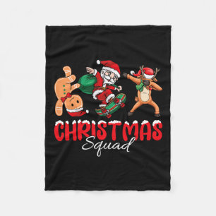 Christmas Squad Santa Dabbing Elf Family Matching Fleece Blanket
