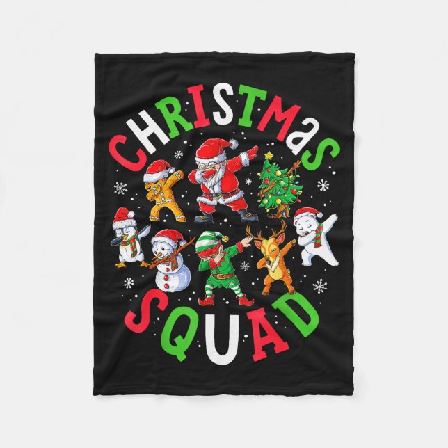 Christmas Squad Santa Dabbing Elf Family Matching  Fleece Blanket (Front)
