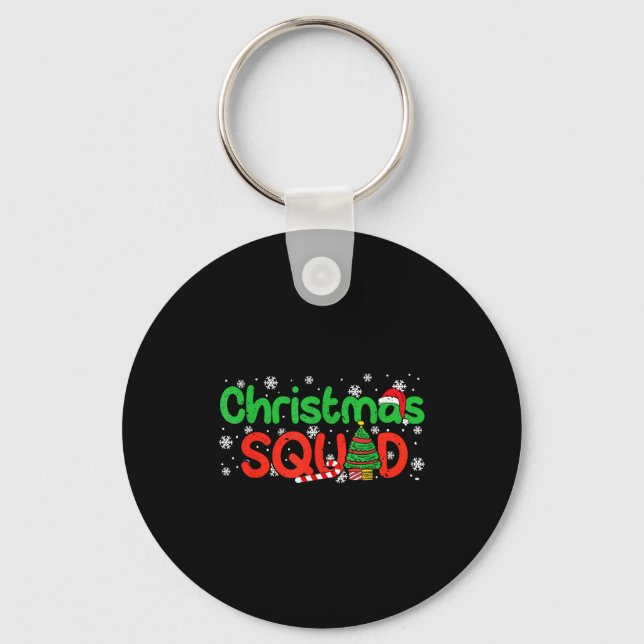 Christmas Squad Santa Dabbing Elf Family Matching  Key Ring (Front)