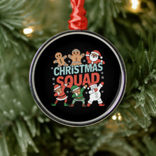 Christmas Squad Santa Dabbing Elf Family Matching Metal Tree Decoration