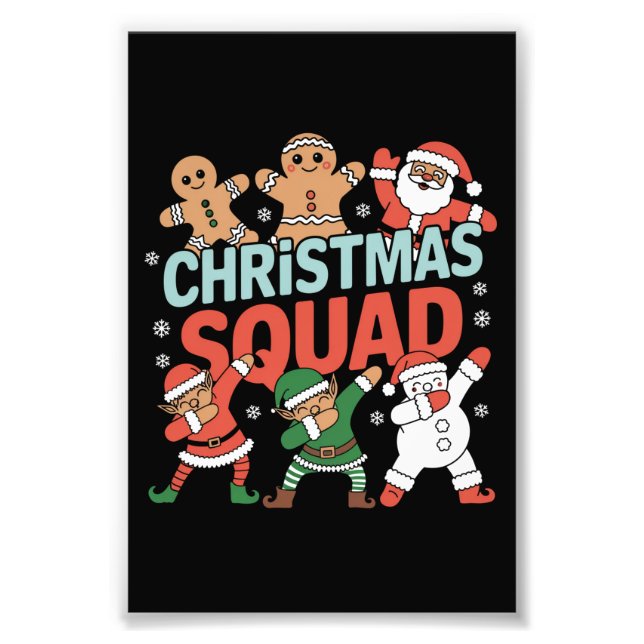 Christmas Squad Santa Dabbing Elf Family Matching  Photo Print (Front)