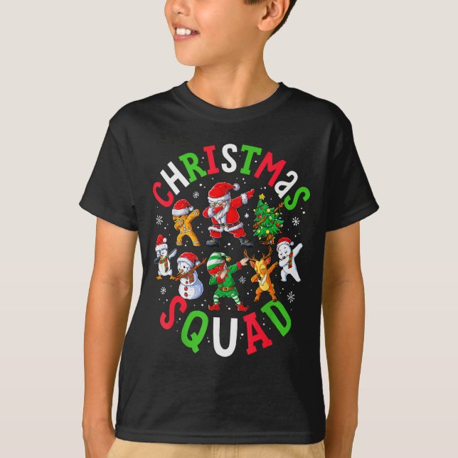 Christmas Squad Santa Dabbing Elf Family Matching  T-Shirt (Front)