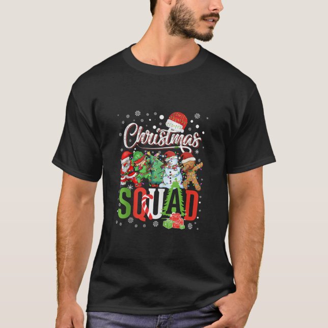 Christmas Squad Santa Dabbing Elf Family Matching  T-Shirt (Front)