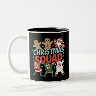 Christmas Squad Santa Dabbing Elf Family Matching Two-Tone Coffee Mug