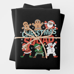 Christmas Squad Santa Dabbing Elf Family Matching Wrapping Paper Sheet