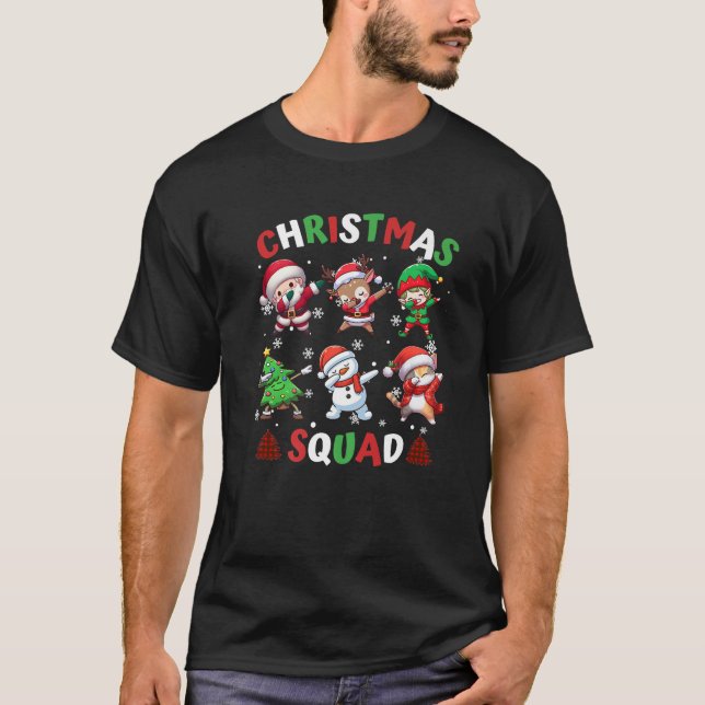 Christmas Squad Santa Dabbing Elf Family Reunion M T-Shirt (Front)