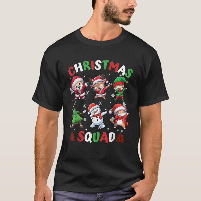 Christmas Squad Santa Dabbing Elf Family Reunion M T-Shirt (Front)