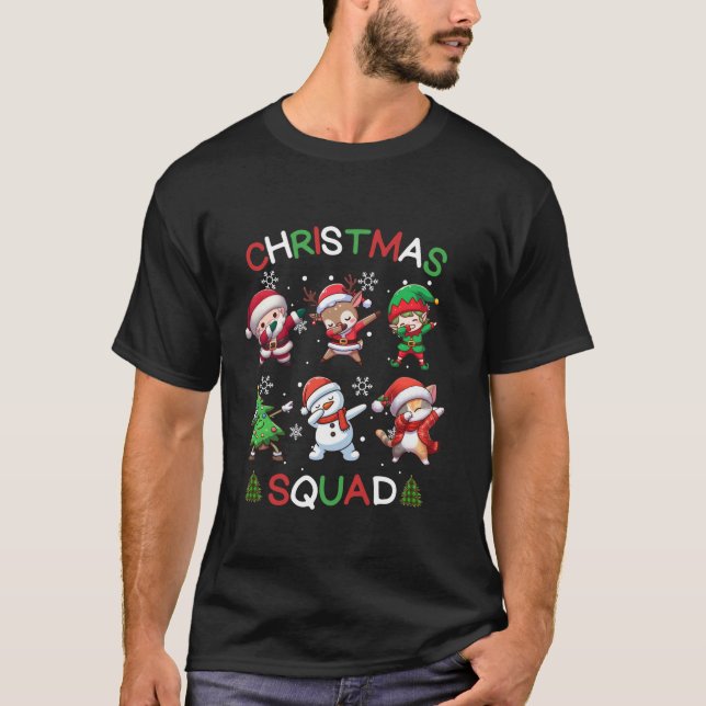 Christmas Squad Santa Dabbing Elf Family Reunion M T-Shirt (Front)