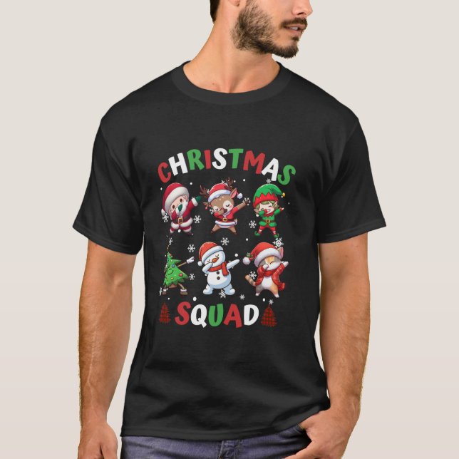 Christmas Squad Santa Dabbing Elf Family Reunion M T-Shirt (Front)
