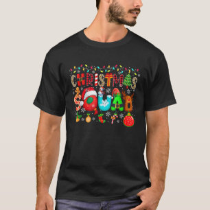 Christmas Squad Santa Elf Reindeer Snowman Leopard T-Shirt