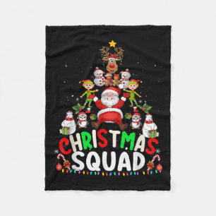Christmas Squad Santa Elf Tree Xmas Family Matchin Fleece Blanket