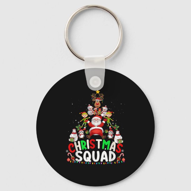 Christmas Squad Santa Elf Tree Xmas Family Matchin Key Ring (Front)