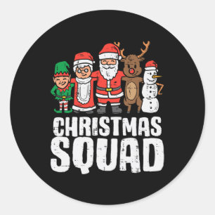 Christmas Squad Santa Elf Xmas Family Kids Boys Classic Round Sticker