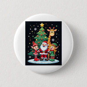 Christmas Squad Santa Giraffe Elf Dabbing Matching 6 Cm Round Badge