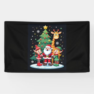 Christmas Squad Santa Giraffe Elf Dabbing Matching Banner