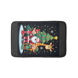 Christmas Squad Santa Giraffe Elf Dabbing Matching Bath Mat