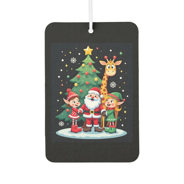 Christmas Squad Santa Giraffe Elf Dabbing Matching Car Air Freshener (Front)
