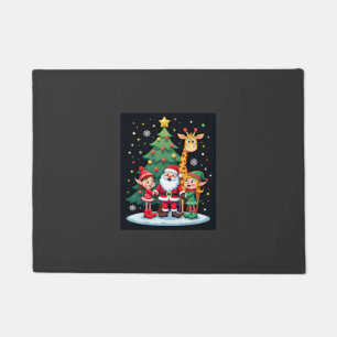 Christmas Squad Santa Giraffe Elf Dabbing Matching Doormat