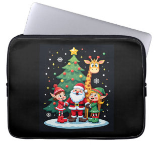 Christmas Squad Santa Giraffe Elf Dabbing Matching Laptop Sleeve