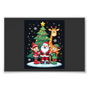 Christmas Squad Santa Giraffe Elf Dabbing Matching Photo Print
