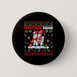 Christmas Squad Santa Gnome Riding Llama Reindeer 6 Cm Round Badge