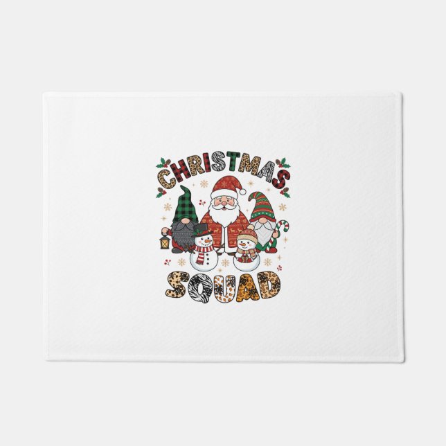 Christmas Squad Santa Gnomes Snowmen Leopard Zebra Doormat (Front)