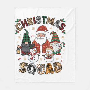 Christmas Squad Santa Gnomes Snowmen Leopard Zebra Fleece Blanket