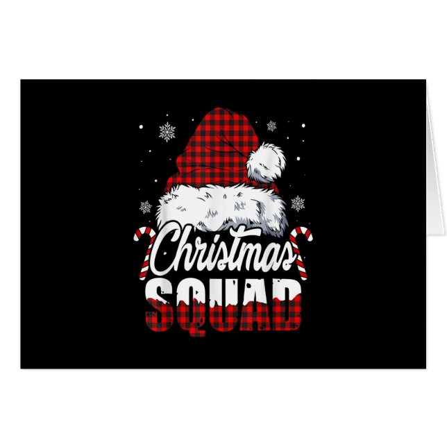 Christmas Squad Santa Hat Buffalo Plaid Red Funny (Front Horizontal)