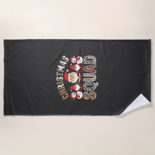 Christmas Squad Santa Leopard Print Beach Towel