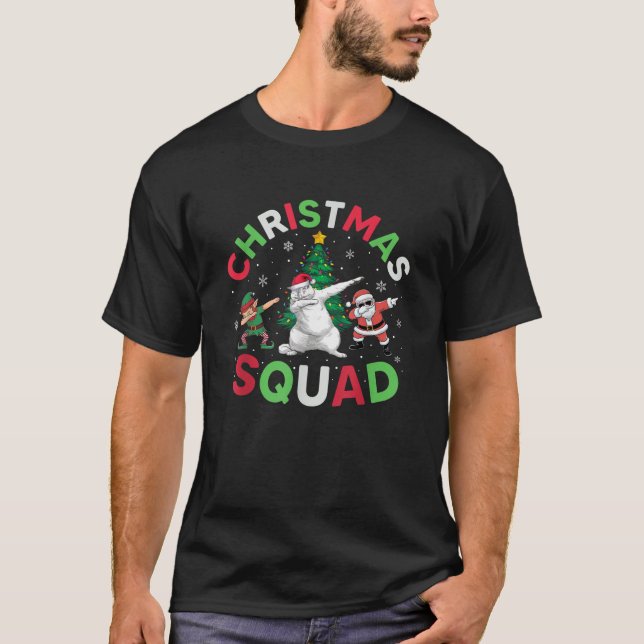 Christmas Squad Santa Persian Cat Elf Dabbing Matc T-Shirt (Front)