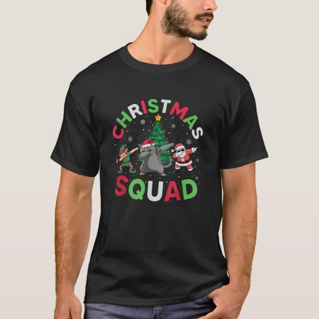 Christmas Squad Santa Ragdoll Cat Elf Dabbing Matc T-Shirt (Front)